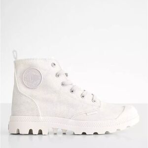 Palladium White Canvas Boots with Rugged Sole